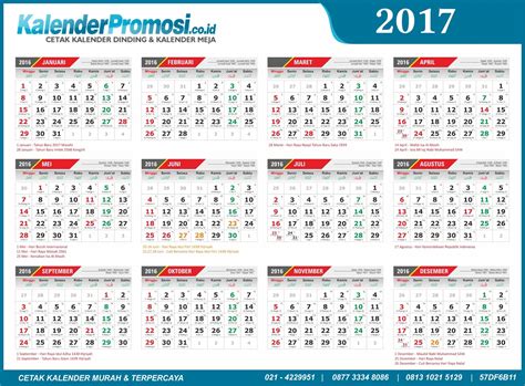 kalender tahun 2017 lengkap dengan weton